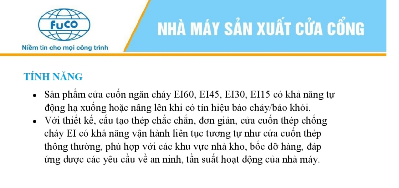 Cửa cuốn chống cháy thép FC90, dùng cho loại cửa cuốn EI
